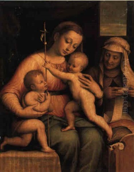 The Holy Family With St. Anne And The Infant St. John The Baptist Oil Painting by Lucca Longhi