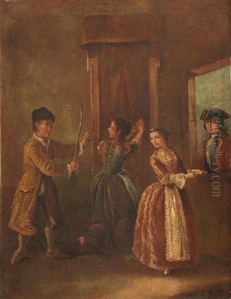 An Interior With A Gentleman At The Window Oil Painting by Pietro Longhi