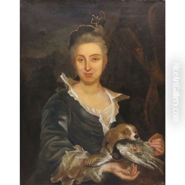 Portrait Of A Lady With A Hunting Dog Oil Painting by Pietro Longhi