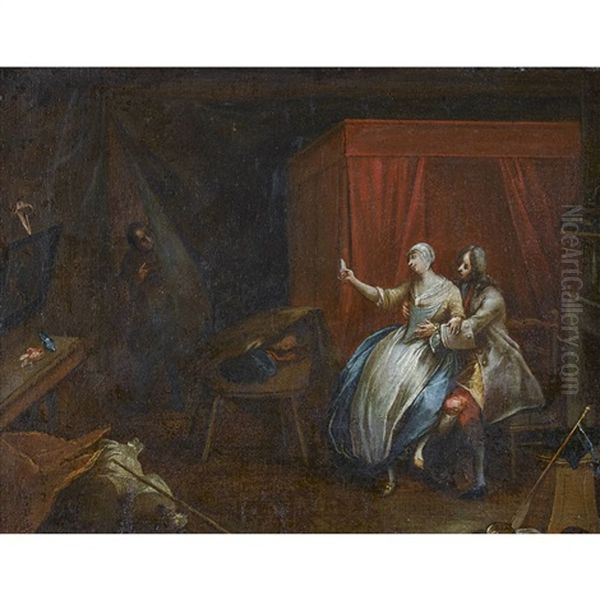 Interieur Mit Liebespaar Oil Painting by Pietro Longhi