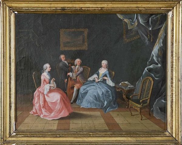 Im Musikzimmer Oil Painting by Pietro Longhi