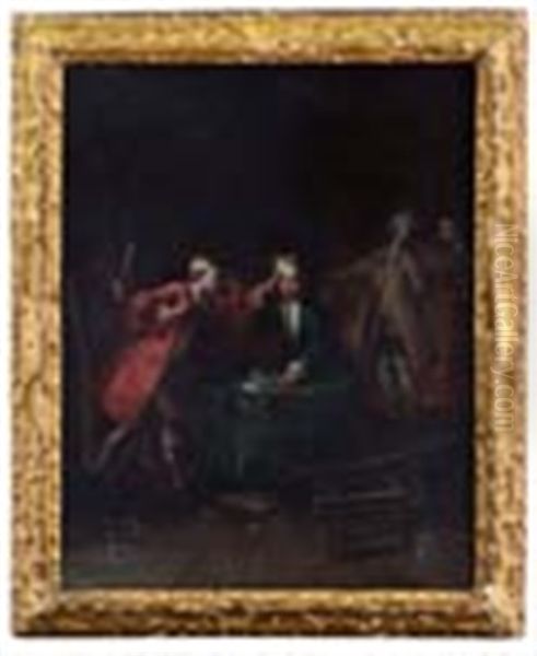 Lite Tra Giocatori Di Carte Oil Painting by Pietro Longhi