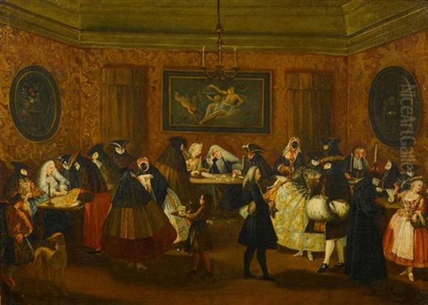 Il Ridotto - Venezianische Gesellschaft Beim Kartenspiel Oil Painting by Pietro Longhi