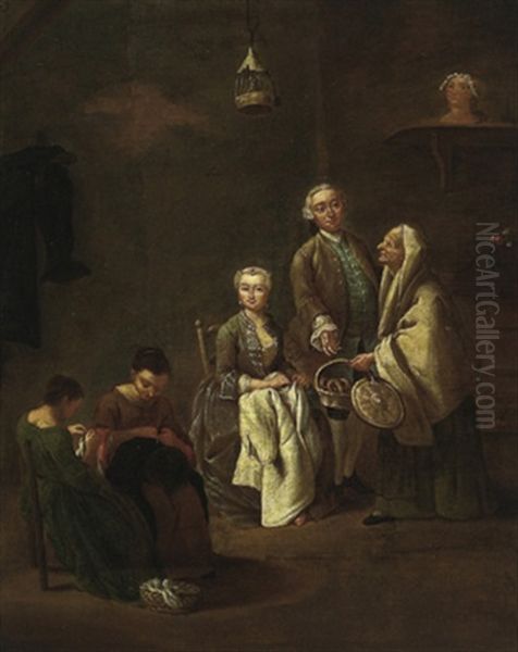 La Scuola Di Lavoro Oil Painting by Pietro Longhi