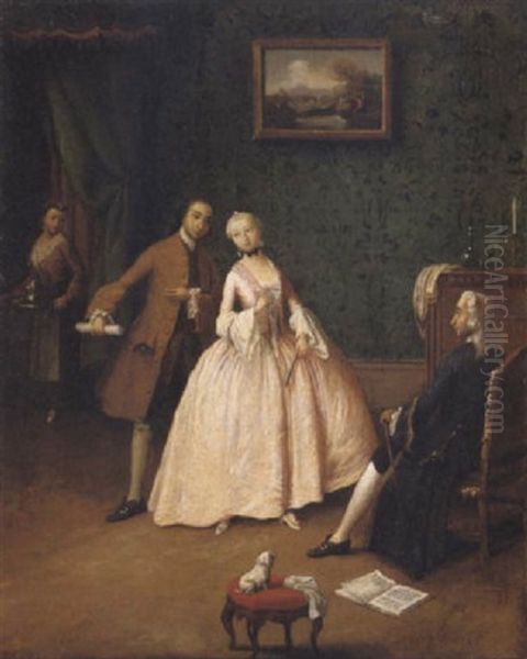 Lezione Di Canto Oil Painting by Pietro Longhi