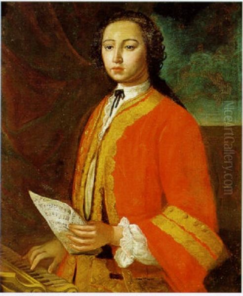 Ritratto Di Musicista In Giacca Rossa by Pietro Longhi