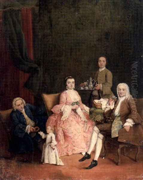 Familjeinterior Oil Painting by Pietro Longhi