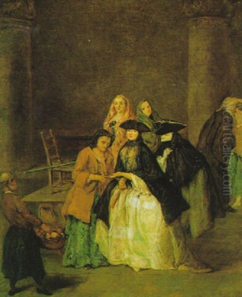 L'indovina, Bei Der Wahrsagerin Oil Painting by Pietro Longhi