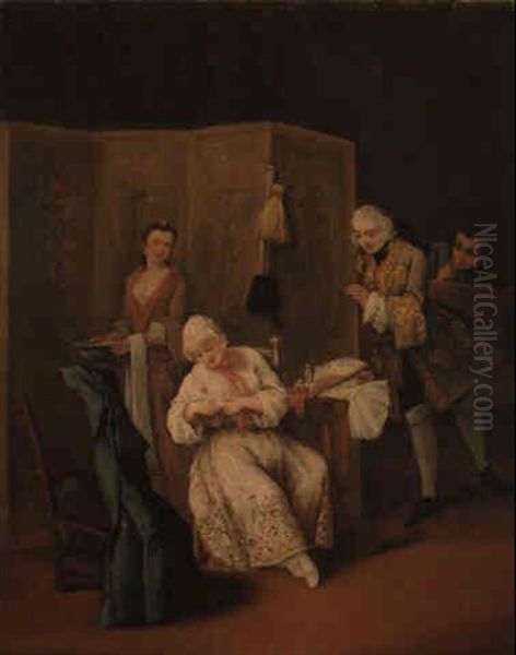 L'indiscreto Oil Painting by Pietro Longhi