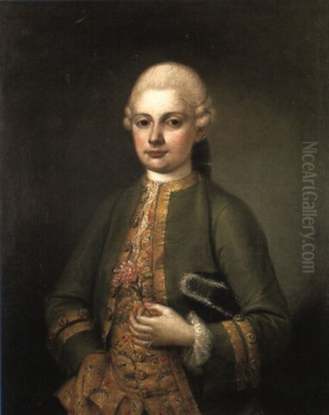 Portrait De Stefano Querini, Vetu D'une Veste Verte Et D'un Gilet Brode Oil Painting by Pietro Longhi