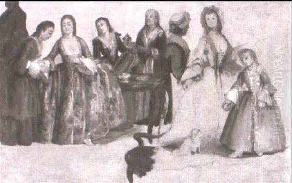 Teegesellschaft (skizze) Oil Painting by Pietro Longhi