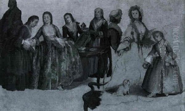 Figurenstudien Im Stile P. Longhis Von Einem Nachfolger Des Kunstlers Oil Painting by Pietro Longhi