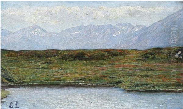 Laghetto Di Montagna, Poggio Fiorito Oil Painting by Emilio Longoni