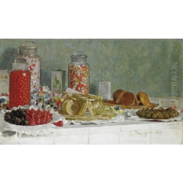 Natura Morta Con Frutta Candita E Caramelle Oil Painting by Emilio Longoni