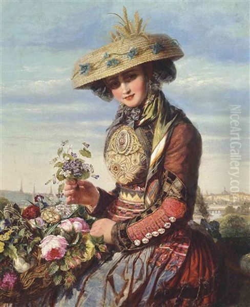 A Flower Girl From Lyon Oil Painting by Paul De Longpre