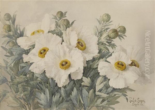 White Poppies Oil Painting by Paul De Longpre