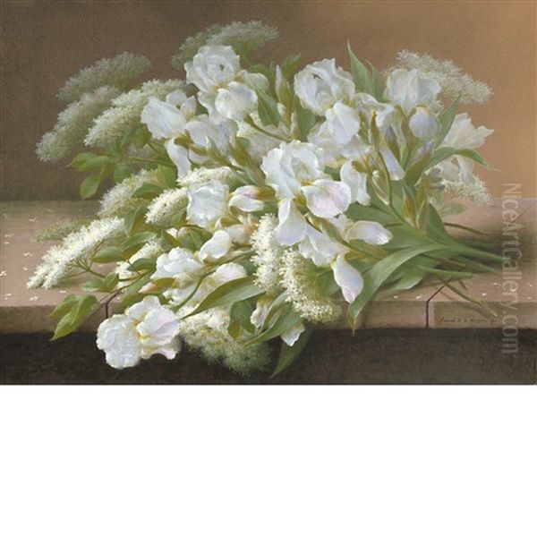 White Irises Oil Painting by Raoul Maucherat de Longpre