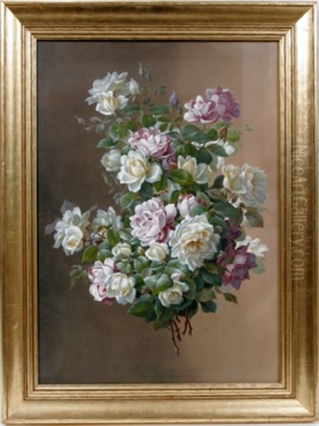 Floral Still Life Oil Painting by Raoul Maucherat de Longpre