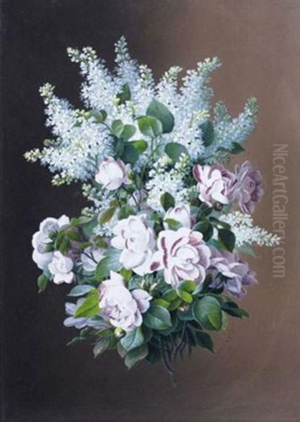 Fleurs Oil Painting by Raoul Maucherat de Longpre