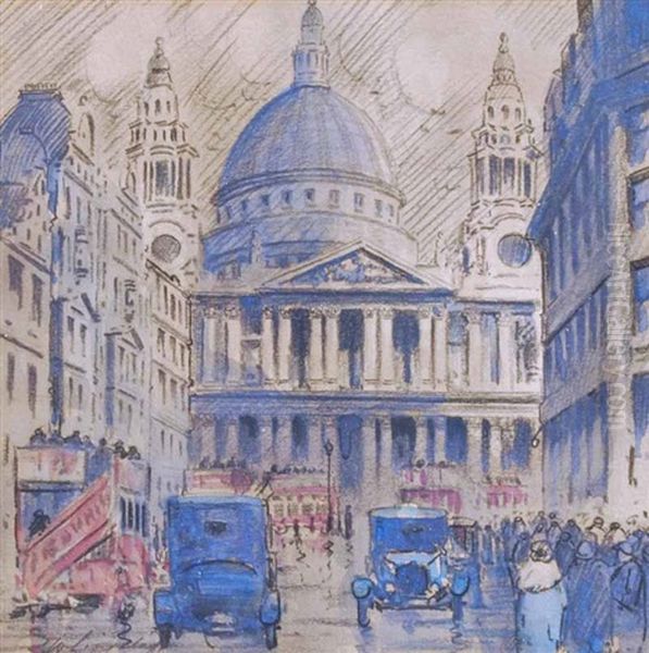 St Pauls Cathedral, Trafalgar Square, Westminster Abbey And Horse Guards Parade Building (4 Works) by William Francis (Will) Longstaff