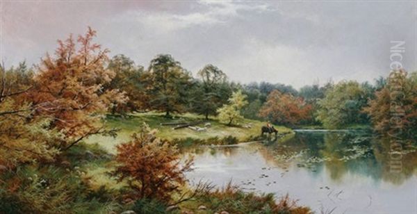 Horse Watering Oil Painting by Edgar Longstaffe