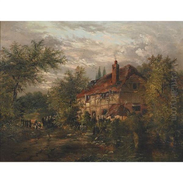 Near Sophley Hants (+ Cottage Scene In Burley Hants; Pair) by Edgar Longstaffe