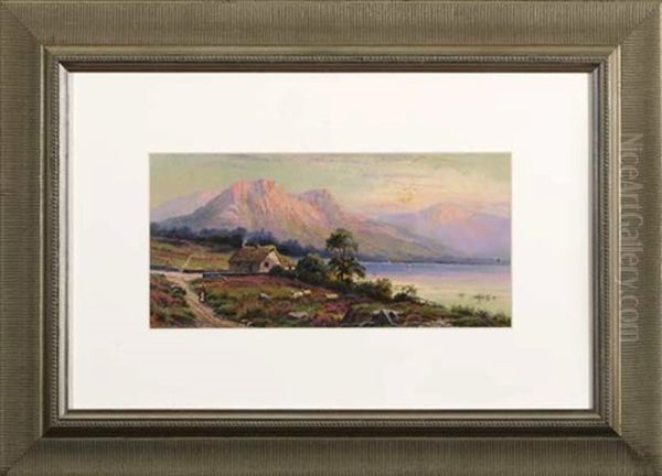 Luminous Highland View With Sheep Grazing In The Foreground Oil Painting by Edgar Longstaffe