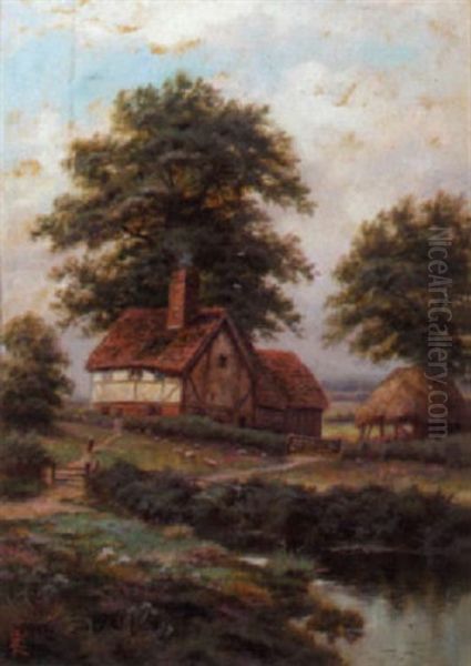 Happy Homes, Rettendom, Essex Oil Painting by Edgar Longstaffe