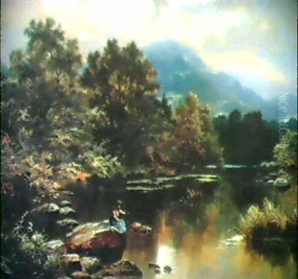 Landschaft In Wales Oil Painting by Edgar Longstaffe