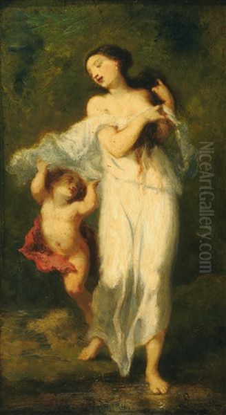 Amor Und Nymphe Oil Painting by Alexandre Marie Longuet