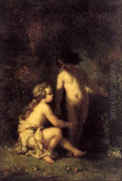 La Rencontre Amoureuse De L'enfance Oil Painting by Alexandre Marie Longuet