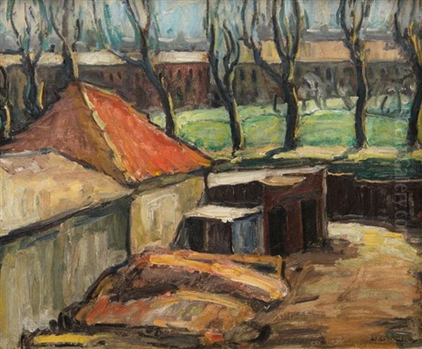 Courtyard Oil Painting by William Lonnberg