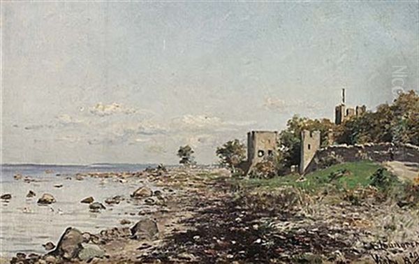 Vy Over Visby Oil Painting by Carl Ewald Loenngren