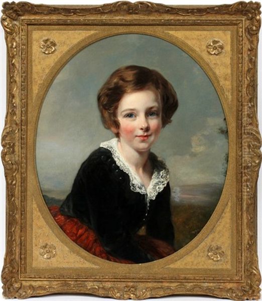 Portrait Of A Young Girl Oil Painting by James Lonsdale