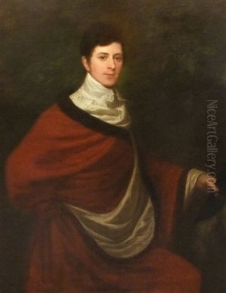 Portrait Of Sir William Fowle Middleton Brt. D.1860 Seated, Turned To The Right Oil Painting by James Lonsdale