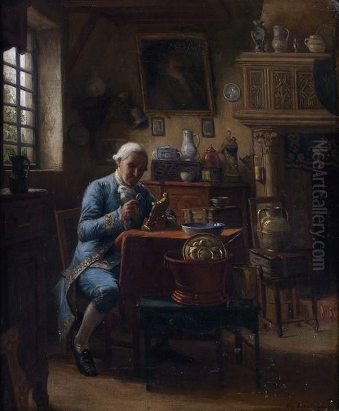 Homme Dans Son Interieur Oil Painting by Jules Benoit-Levy