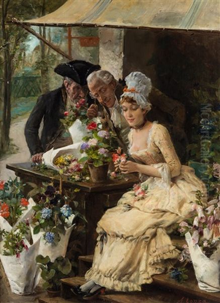 The Flower Seller Oil Painting by Antonio Lonza