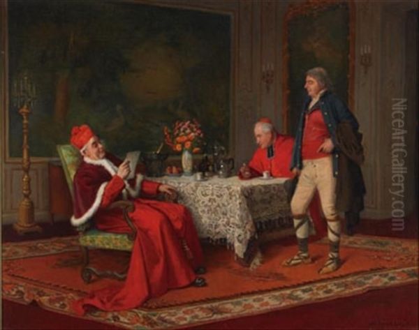 Cardinal's Letter Oil Painting by Jules Benoit-Levy