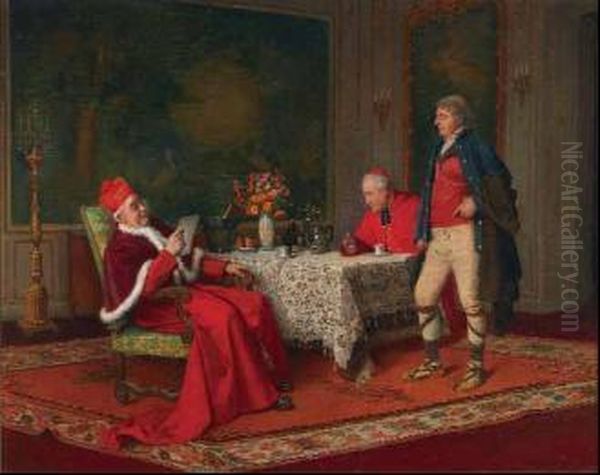 The Cardinal's Letter Oil Painting by Jules Benoit-Levy