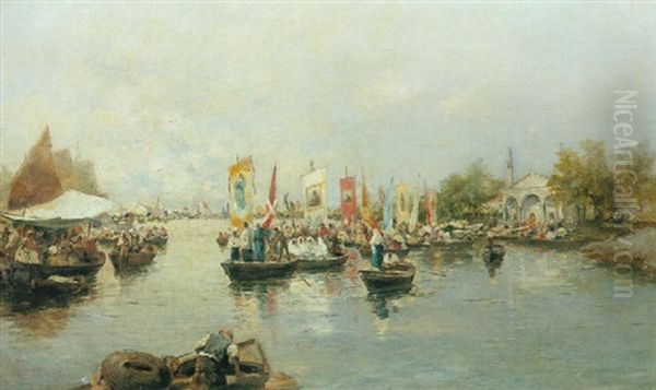 Processione Sull'acqua Oil Painting by Antonio Lonza