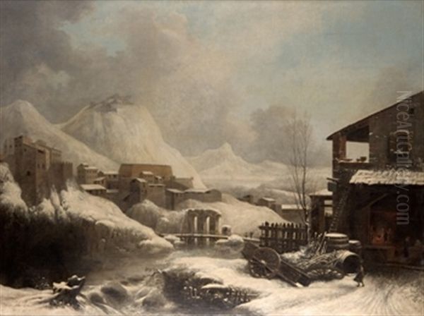 Paisaje Nevado Oil Painting by Caesar van Loo