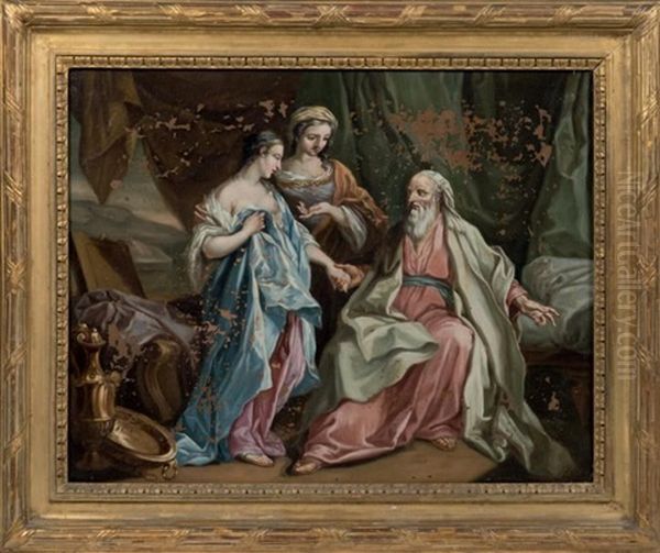 David Jouant De La Harpe Devant Saul; Sarah Presente Agar A Abraham (2 Works) Oil Painting by Carle van Loo