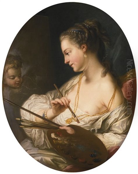 Allegory Of Painting Oil Painting by Carle van Loo