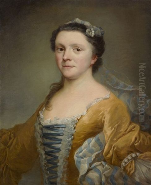 Portrait De Femme En Robe Jaune Oil Painting by Carle van Loo