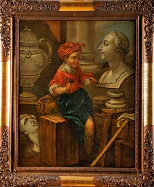 L'atelier Du Sculpteur Oil Painting by Carle van Loo