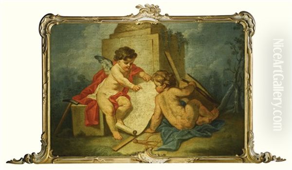 Allegories Of The Liberal Arts (3 Works) Oil Painting by Carle van Loo