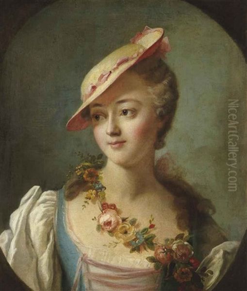 Portrait De Femme, Dit La Marquise De Pompadour, En Buste Oil Painting by Carle van Loo