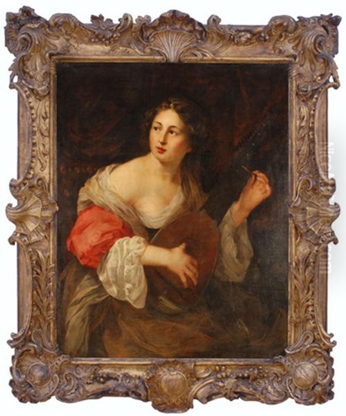 Junge Dame Mit Mandoline Oil Painting by Carle van Loo