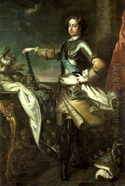 Portrait De Louis Xv En Pied Portant L'armure Oil Painting by Carle van Loo