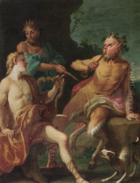 The Musical Contest Between Pan And Apollo Oil Painting by Carle van Loo